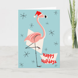 Cartão De Festividades Feriados felizes Azul dos Papais noeis Flamingo