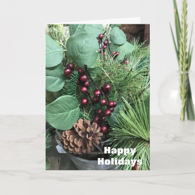 CARTÃO DE FESTIVIDADES FERIADOS FELIZES COM DECOR DE NATAL (Frente)