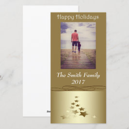 Cartão De Festividades Feriados felizes da Árvore de Natal Dourada