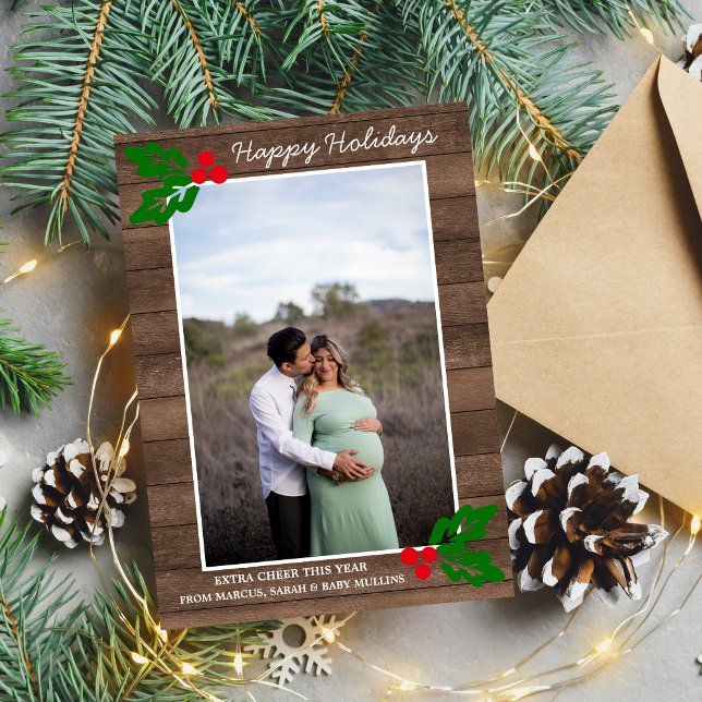 Cartão De Festividades Feriados Felizes da Família Foto Grávida de Natal (Criador carregado)