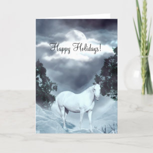 Cartão De Festividades Feriados Felizes de Cavalo Branco