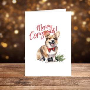 Cartão De Festividades Feriados Felizes de Natal Corgi engraçado