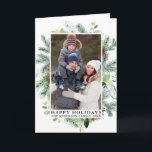 Cartão De Festividades Feriados Felizes de Quadro de Pinos de Aquarela Fo<br><div class="desc">Cartão de Férias Feliz de Feriados de Pinus Verde Elegante Moderno e Pine Cones Cones</div>