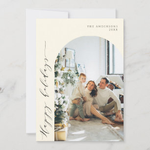 Cartão De Festividades Feriados Felizes de Script Minimalista Moderno 5 F