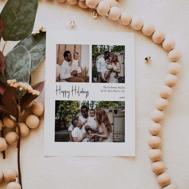 Cartão De Festividades Feriados Felizes De Script Moderno Cingidos De Trê (Criador carregado)