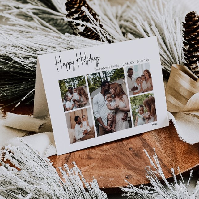 Cartão De Festividades Feriados Felizes de Script Moderno Dobrados Cinco  (Criador carregado)