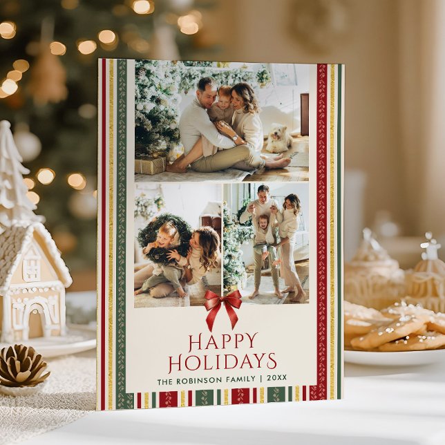 Cartão De Festividades Feriados Felizes do Arco Stripes do Ano 2 Foto (Criador carregado)