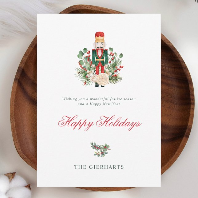 Cartão De Festividades Feriados Felizes do Foliage Modern Nutcracker (Happy Holidays Nutcracker Christmas Greetings)