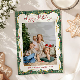 Cartão De Festividades Feriados Felizes do Padrão Verde Botânico 1 Foto