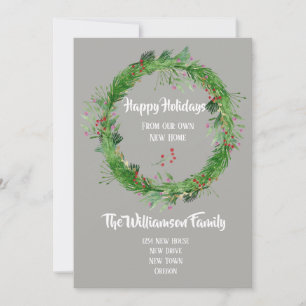 Cartão De Festividades Feriados Felizes do Winter Greenery New Home