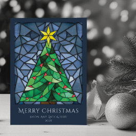 Cartão De Festividades Feriados Felizes em Vintage Stainage Glass