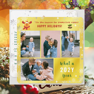 Cartão De Festividades Feriados Felizes, Engraçado, Rudolph, Ouro 4 Fotos