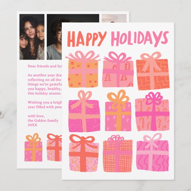 Cartão De Festividades FERIADOS FELIZES Oferece fotos de Natal PERSONALIZ (Frente/Verso)