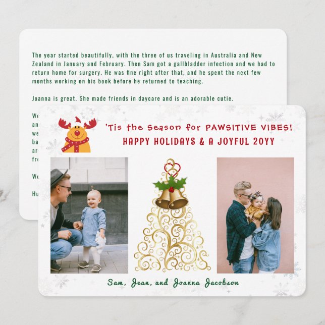 Cartão De Festividades Feriados Felizes Rudolph Pawsitive Engraçados 2 Fo (Frente/Verso)