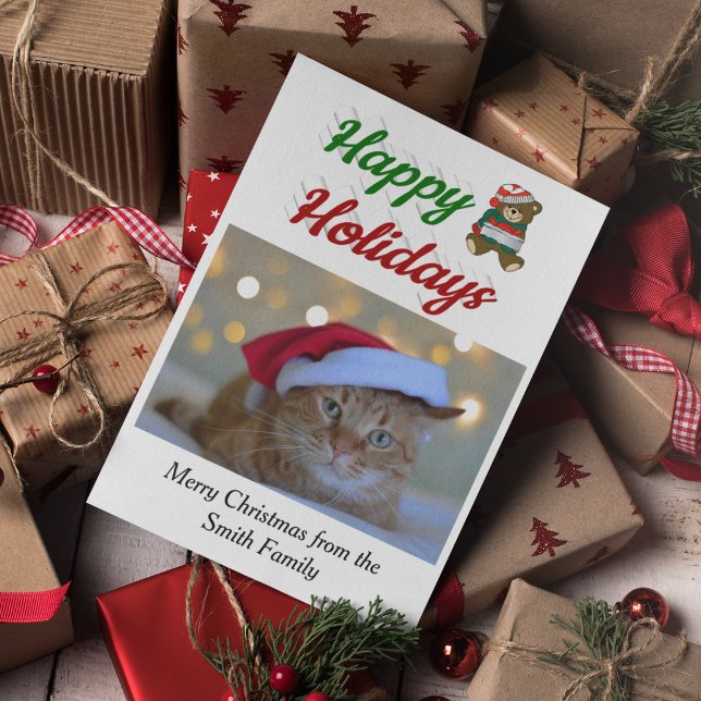 Cartão De Festividades Feriados Felizes Teddy Bear Foto de Natal (Criador carregado)