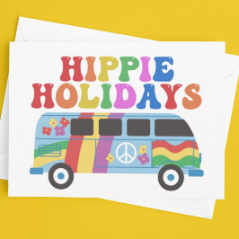 Cartão De Festividades Feriados Hippie - Personalizado Colorido Retroativ
