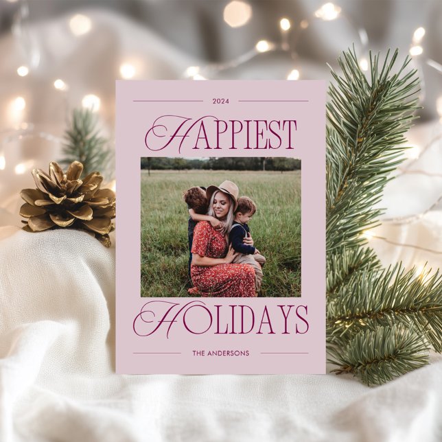 Cartão De Festividades Feriados mais felizes Foto de Vinho Moderno (Criador carregado)