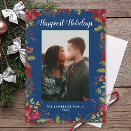 Cartão De Festividades Feriados Mais Felizes Poinsettia Botânica Natal