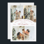 Cartão De Festividades Feriados mais felizes | Ruby Red 3 Photo Collage<br><div class="desc">Este cartão de feriado apresenta 3 das suas fotografias familiares favoritas num esquema de colagem simples.</div>
