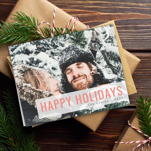Cartão De Festividades Feriados Modernos | Selfie Foto do Casal de Natal (Criador carregado)