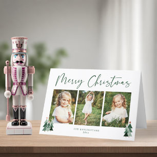 Cartão De Festividades Férias 3 do Natal Verde em Árvores Russas