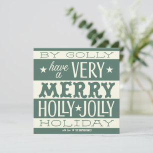 Cartão De Festividades Férias de Golly Retro Tipo Natal - Verde