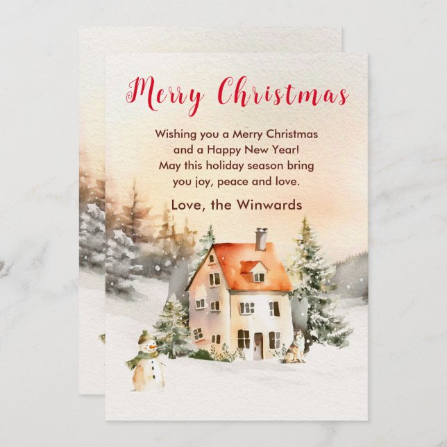 Cartão De Festividades Férias de inverno Algodão Feliz Natal (Frente/Verso)