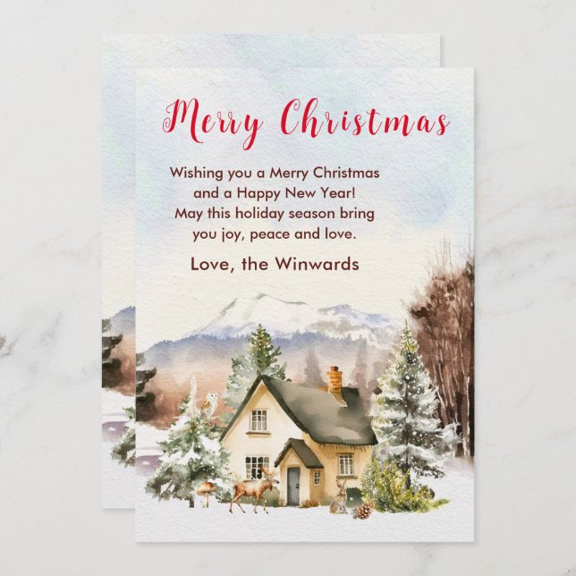 Cartão De Festividades Férias de inverno Algodão Feliz Natal (Frente/Verso)