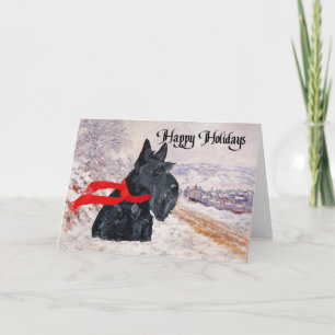Cartão De Festividades Férias de Inverno do Terrier Escocês