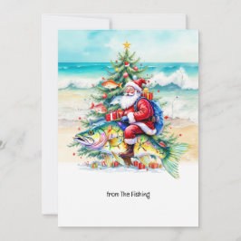 Cartão De Festividades Férias de Natal com peixes Papais noeis