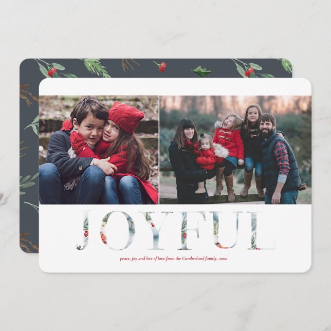 Cartão De Festividades Férias de Natal da Wintry Wonderland 2 Foto (Frente/Verso)