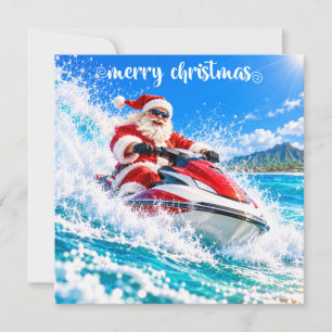 Cartão De Festividades Férias de Natal de Jet Ski com Papai Noel