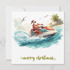 Cartão De Festividades Férias de Natal de Jet Ski com Papai Noel