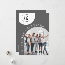 Cartão De Festividades Férias de Natal do logotipo da cinza de fotos do B
