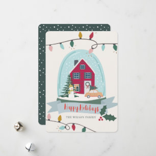 Cartão De Festividades Férias de Natal e Carro no Globo de Neve