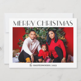 Cartão De Festividades Férias de Natal Elegantes - Uma Foto da Família Sc