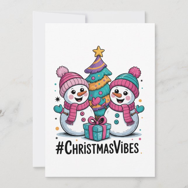 Cartão De Festividades Férias de Natal Feliz Vibrações (Frente)