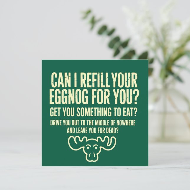 Cartão De Festividades Férias de Natal Posso Encher Seu Eggnog para Você (Em pé/Frente)