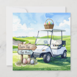 Cartão De Festividades Férias de Páscoa de golfe no campo de golfe