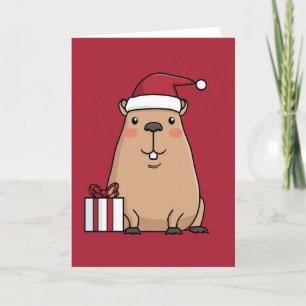 Cartão De Festividades Férias Divertidas da Capivara Santa
