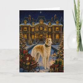 Cartão De Festividades Férias do Borzoi