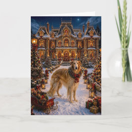 Cartão De Festividades Férias do Borzoi