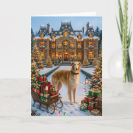 Cartão De Festividades Férias do Borzoi