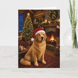 Cartão De Festividades Férias do Retriever Dourado