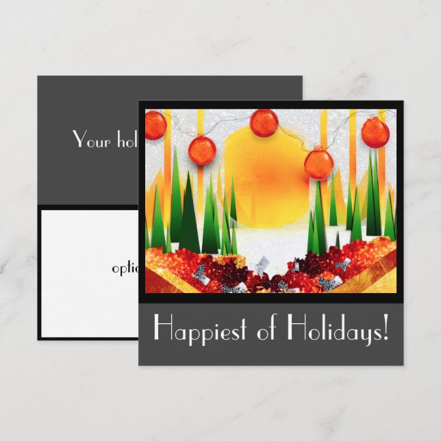 CARTÃO DE FESTIVIDADES FÉRIAS ENSOLARADAS ENTRE OS PINHEIROS :) (Frente/Verso)