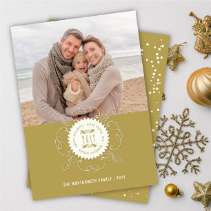 Cartão De Festividades Férias Felizes Amor Paz Alegria Selo Ornamentado F