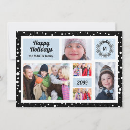 Cartão De Festividades Férias Felizes Azul e Preto Natal 5 Foto