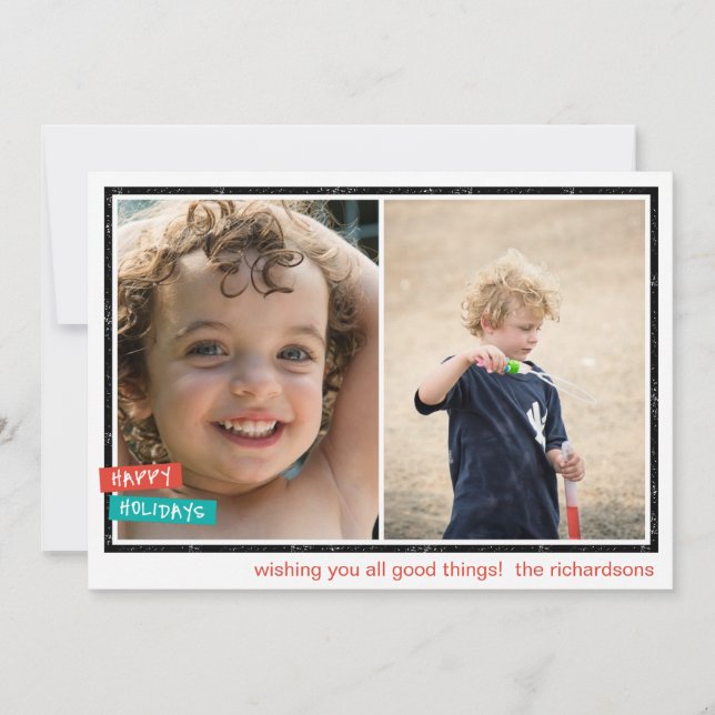 Cartão De Festividades Férias Felizes Borda x2 (Frente)