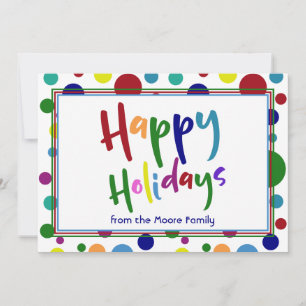 Cartão De Festividades Férias Felizes c/ Letras Coloridas & Círculos, 3