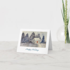 Cartão De Festividades Férias Felizes Casa de Campo Natalícia Nevada